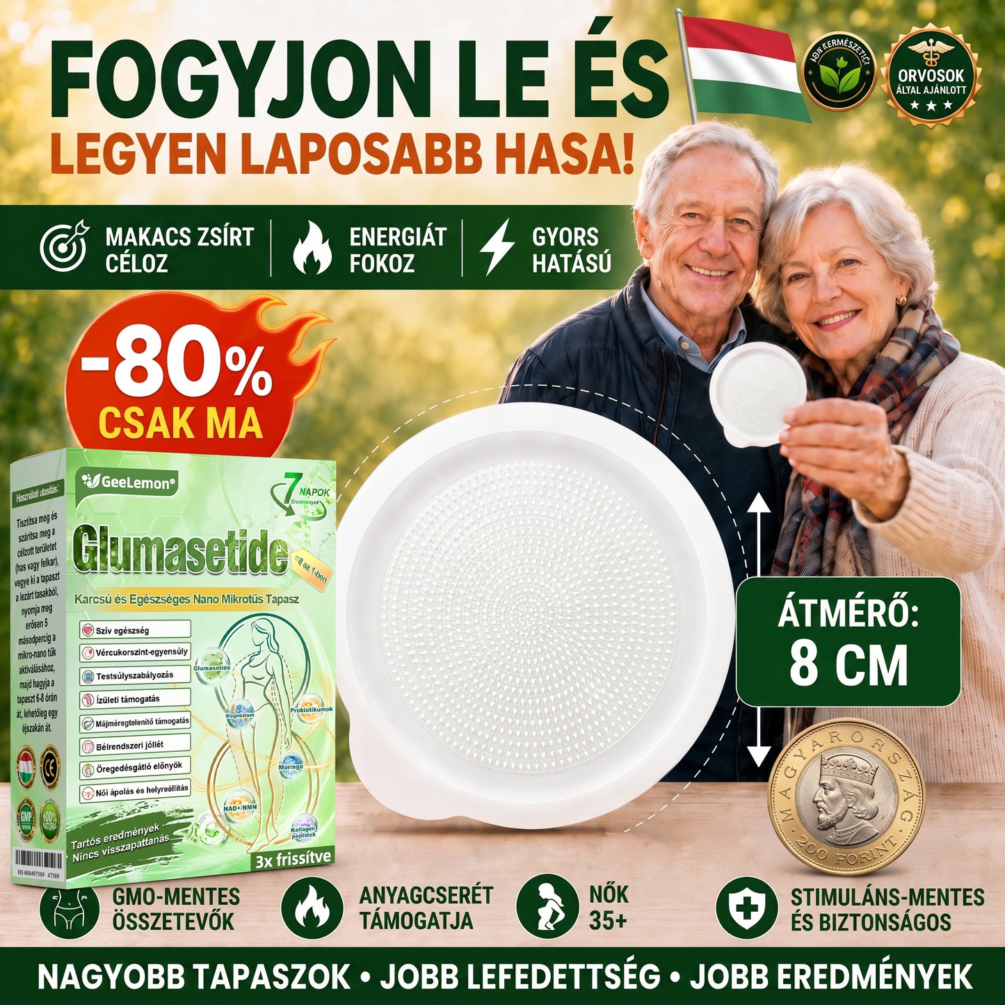 GeeLemon® 10 az 1-ben Nano Mikrotűs Fogyókúrás Tapasz 🌿 Berberin + Moringa + NAD+ formula a természetes anyagcsere-támogatásért és testsúlykontrollért | Napi 1 egyszerű használat
