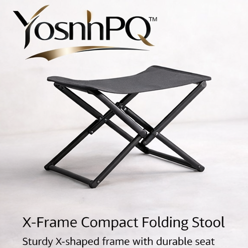 YosnhPQ™ X-Frame Compact Folding Stool – Heavy Duty Portable Outdoor Seat, Collapsible Camping Stool for Hiking, Travel & Backyard