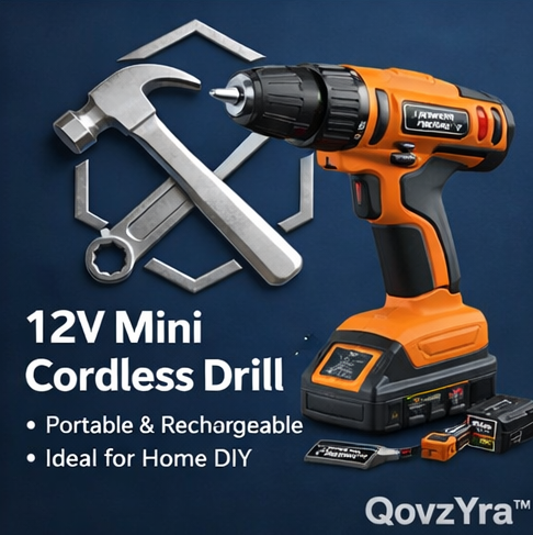 QovzYra™ 12V Mini Cordless Drill – Portable, Rechargeable, Home DIY Drill Kit