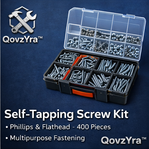 QovzYra™ Self-Tapping Screw Kit – 400 Pieces, Phillips & Flathead, Multipurpose