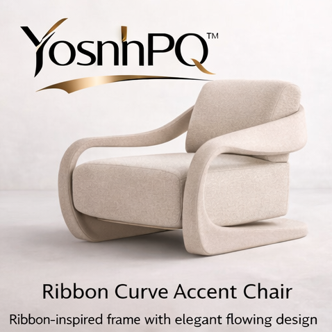 YosnhPQ™ Ribbon Curve Accent Chair – Contemporary Sculptural Armchair with Flowing Frame for Modern Living Spaces