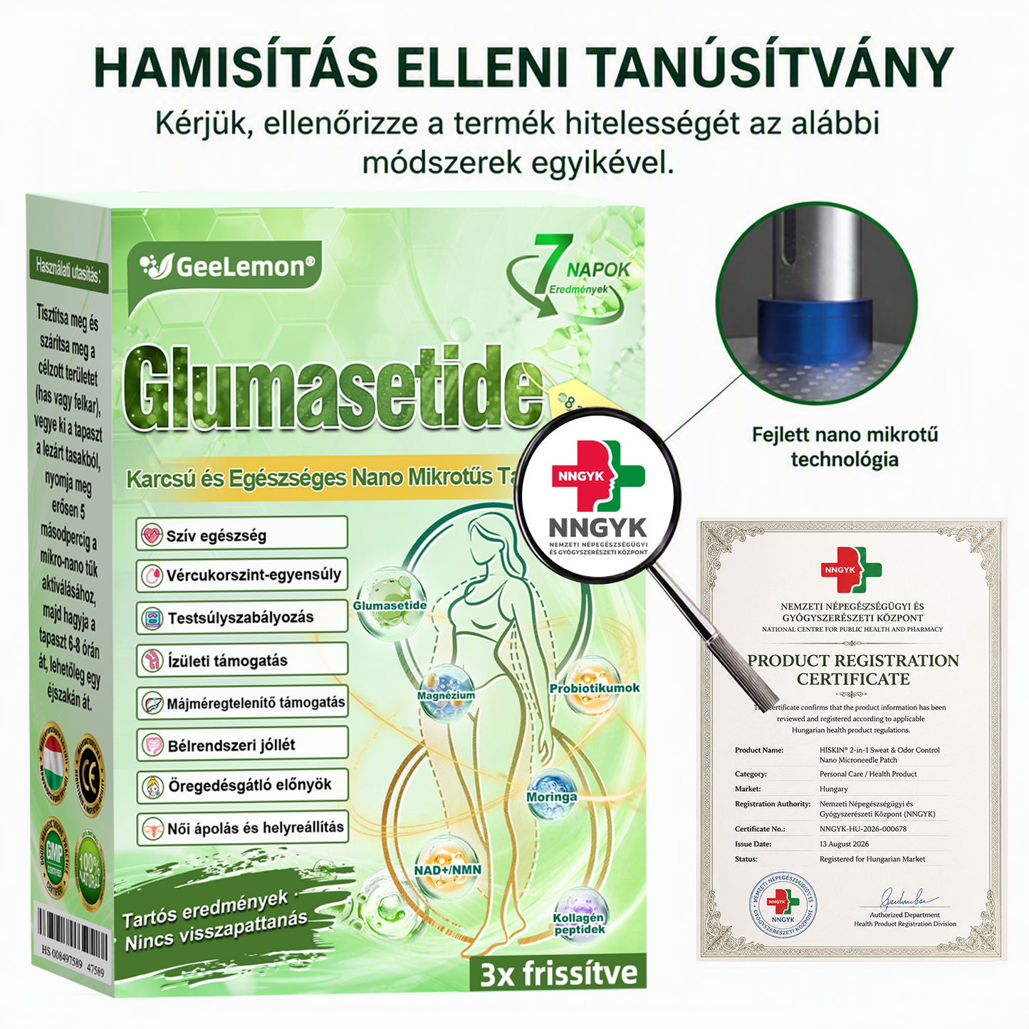 GeeLemon® 10 az 1-ben Nano Mikrotűs Fogyókúrás Tapasz 🌿 Berberin + Moringa + NAD+ formula a természetes anyagcsere-támogatásért és testsúlykontrollért | Napi 1 egyszerű használat