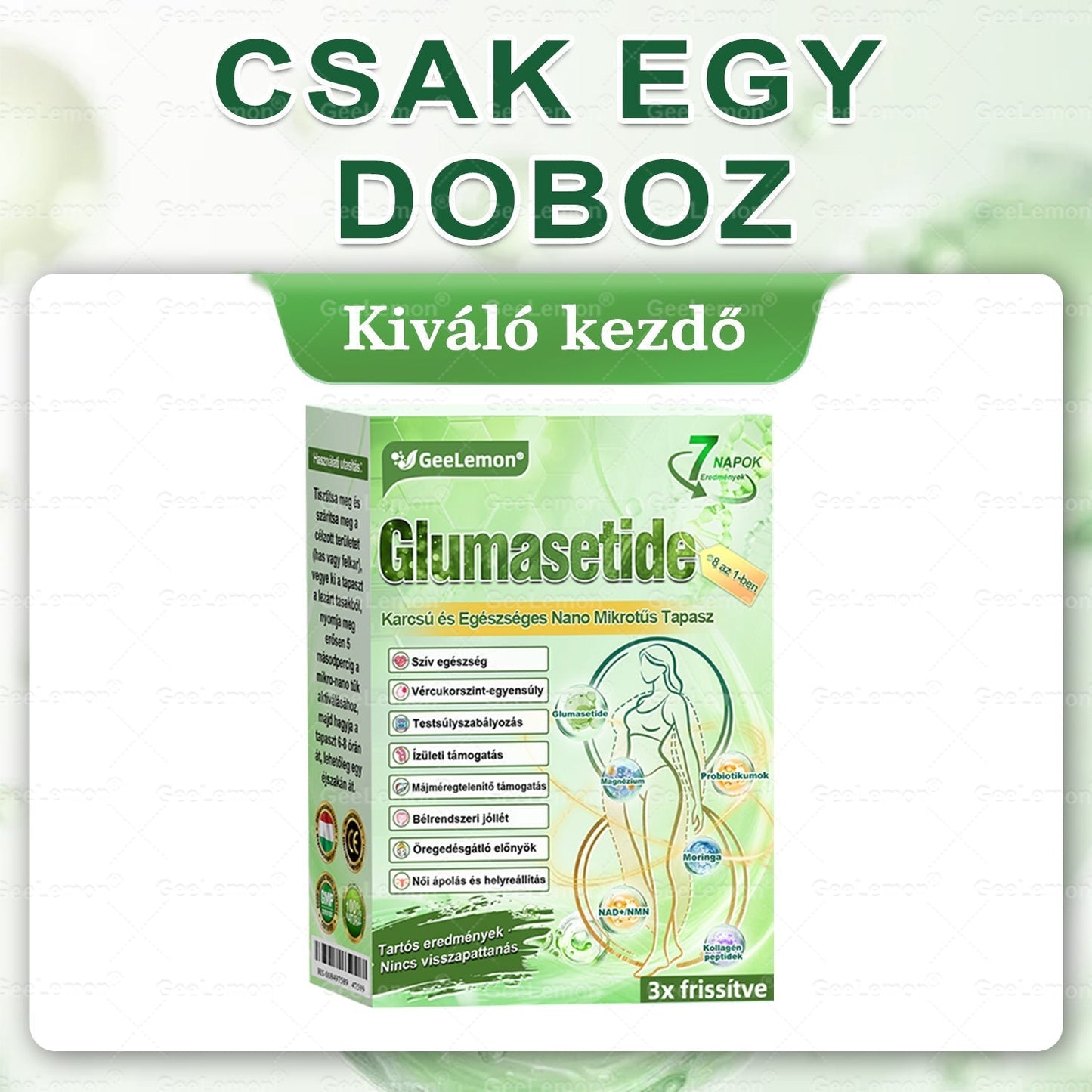 GeeLemon® 10 az 1-ben Nano Mikrotűs Fogyókúrás Tapasz 🌿 Berberin + Moringa + NAD+ formula a természetes anyagcsere-támogatásért és testsúlykontrollért | Napi 1 egyszerű használat