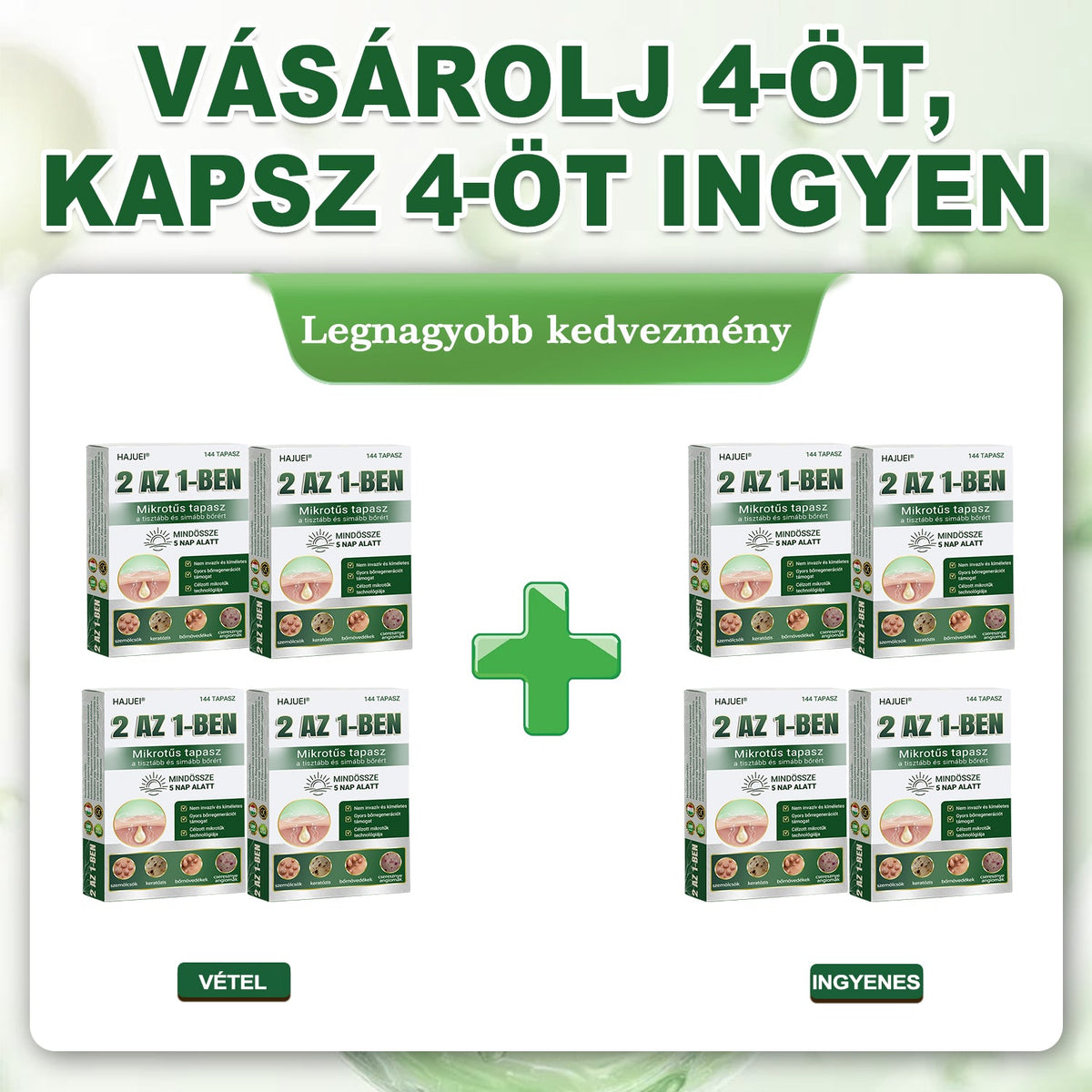🇭🇺HAJUEI® ☺️ 2-az-1-ben Mikrotű & Hidrokoloid Tapasz | 🧪 Kiemelkedő Anyajegyek, Pattanások, Lapos Szemölcsök & Bőrkinövések Eltávolítója | Ráncok, Hegek & Bőrhibák Javítása | Láthatatlan Csillag Pattanástapasz Arcra & Testre | 144 db ✨